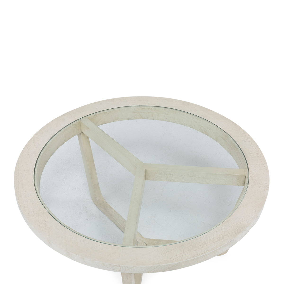 Mesa de centro de madera de cedro y cristal Livadeia