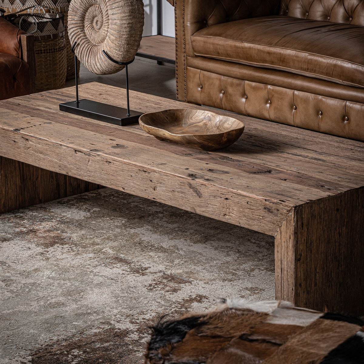 Mesa de centro de madera reciclada Levanzo 160 cm