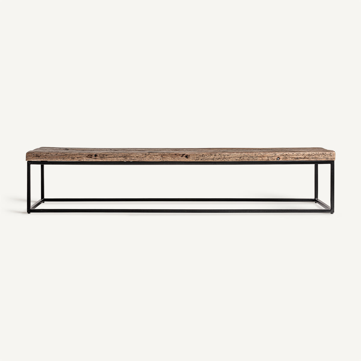 Mesa de centro de madera recuperada y hierro Leptis
