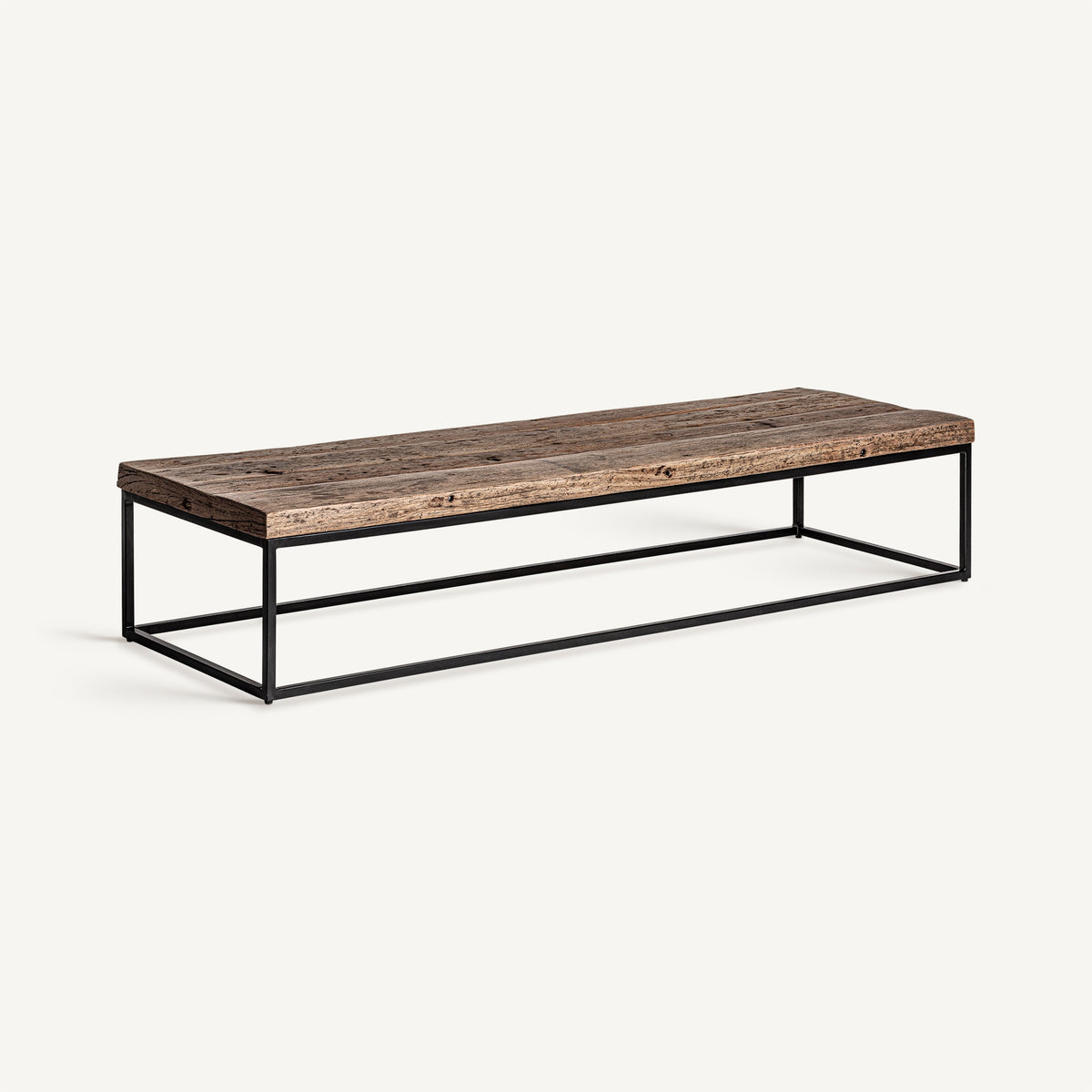 Mesa de centro de madera recuperada y hierro Leptis
