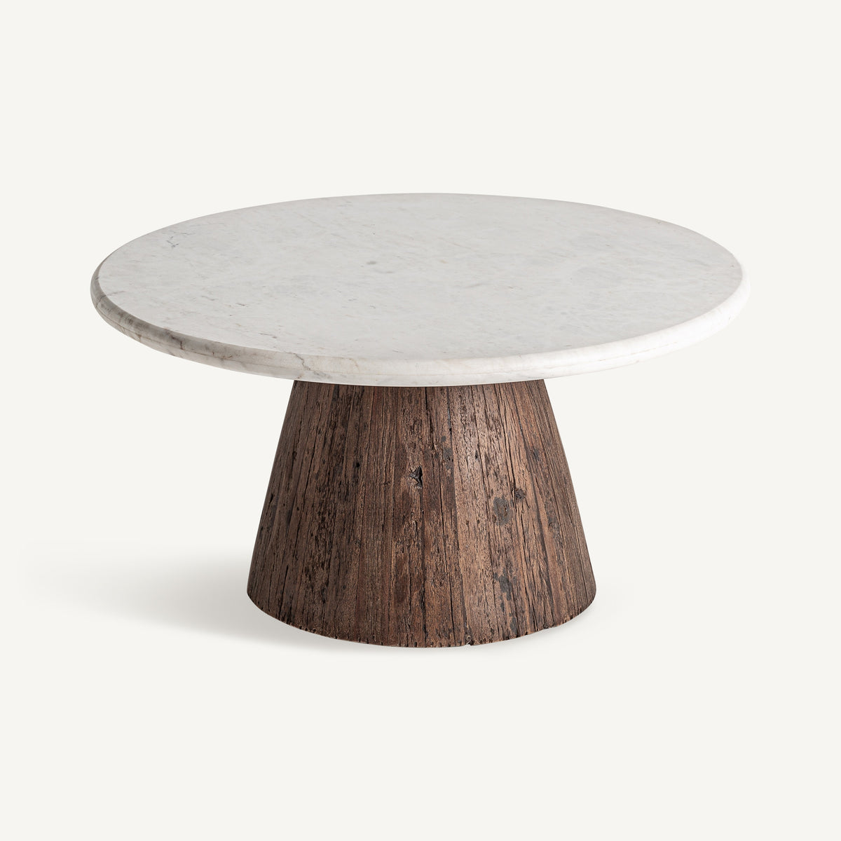 Mesa de centro de madera recuperada y mármol Lampedusa