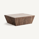 Mesa de centro de madera recuperada y travertino Tellaro