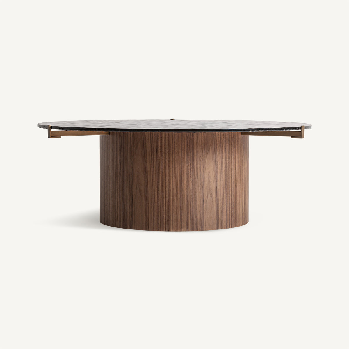Mesa de centro de madera y cristal ámbar Pizzo