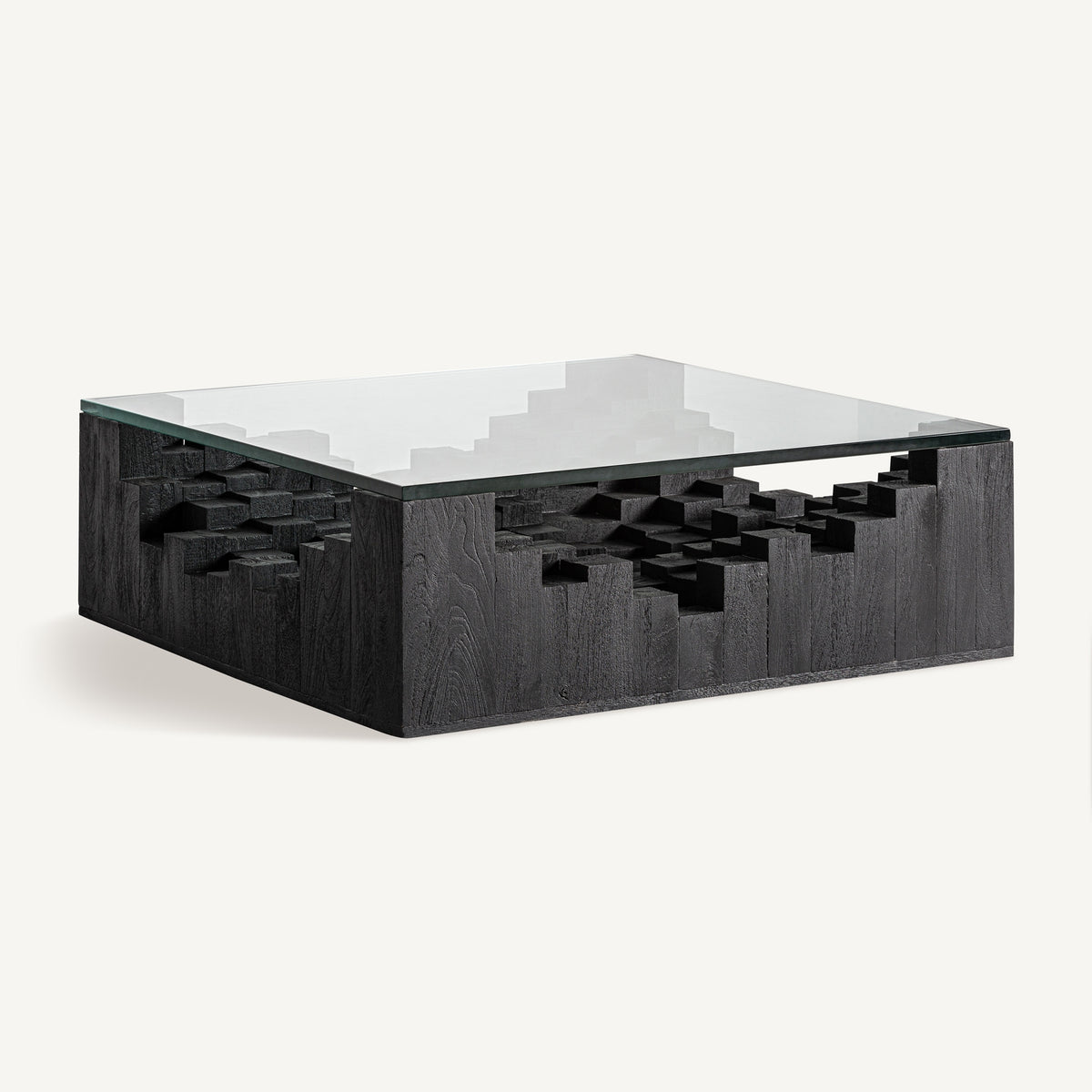 Mesa de centro de mango y cristal Panarea 98 cm