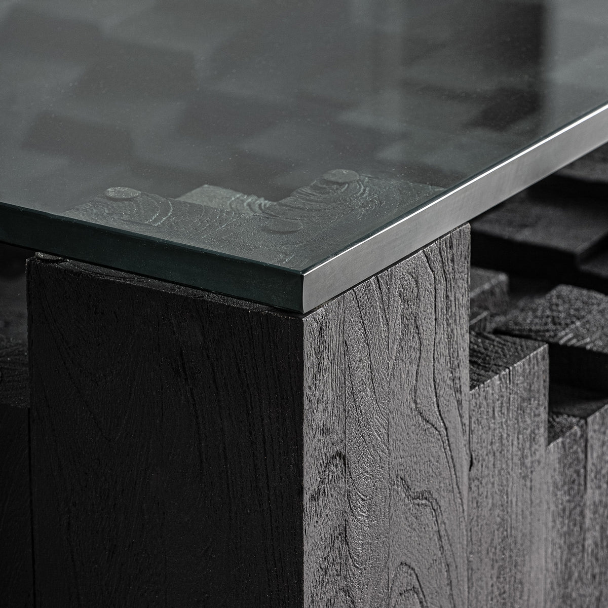 Mesa de centro de mango y cristal Panarea 98 cm