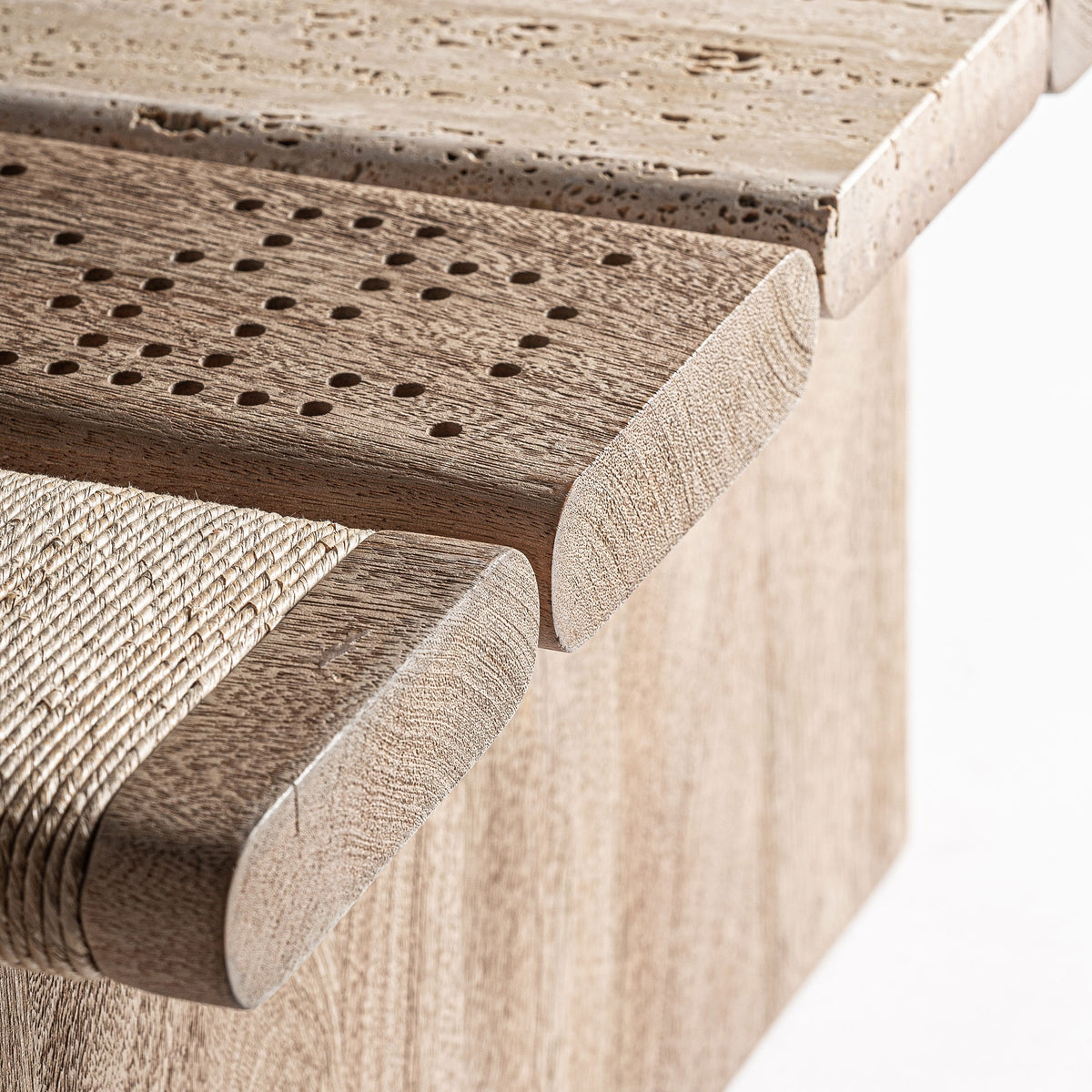 Mesa de centro de mango y mármol Sapri 140 cm