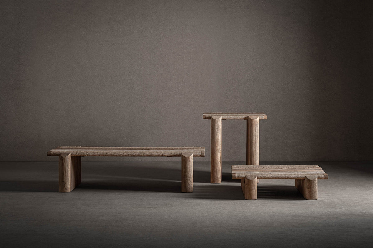 Mesa de centro de mango y mármol Sapri 140 cm
