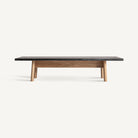 Mesa de centro de mármol negro y roble Restinga 160 x 70 cm