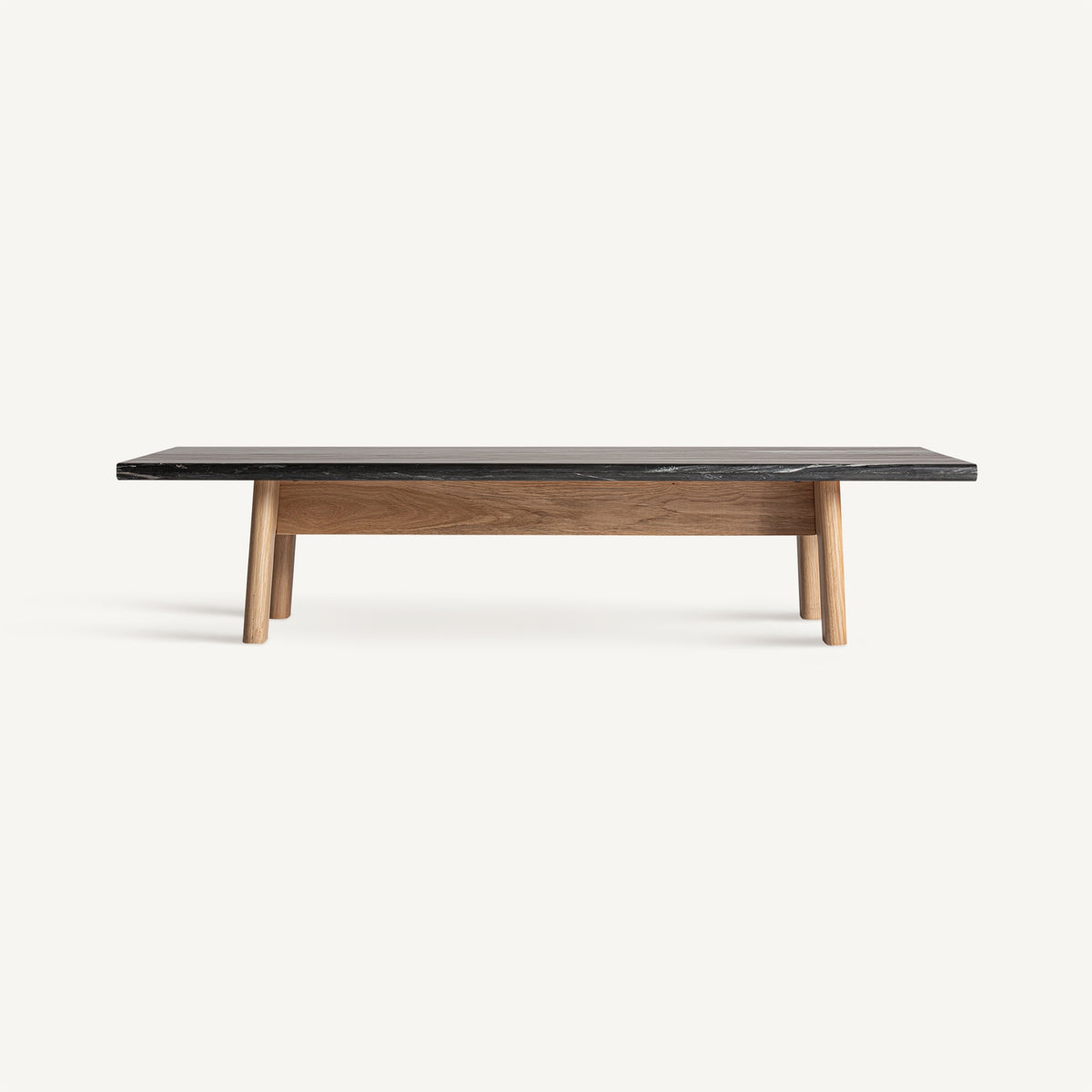 Mesa de centro de mármol negro y roble Restinga 160 x 70 cm