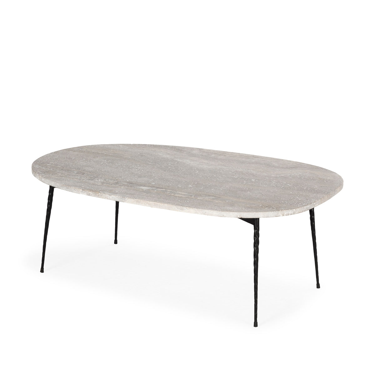 Mesa de centro de mármol travertino y metal Martigues