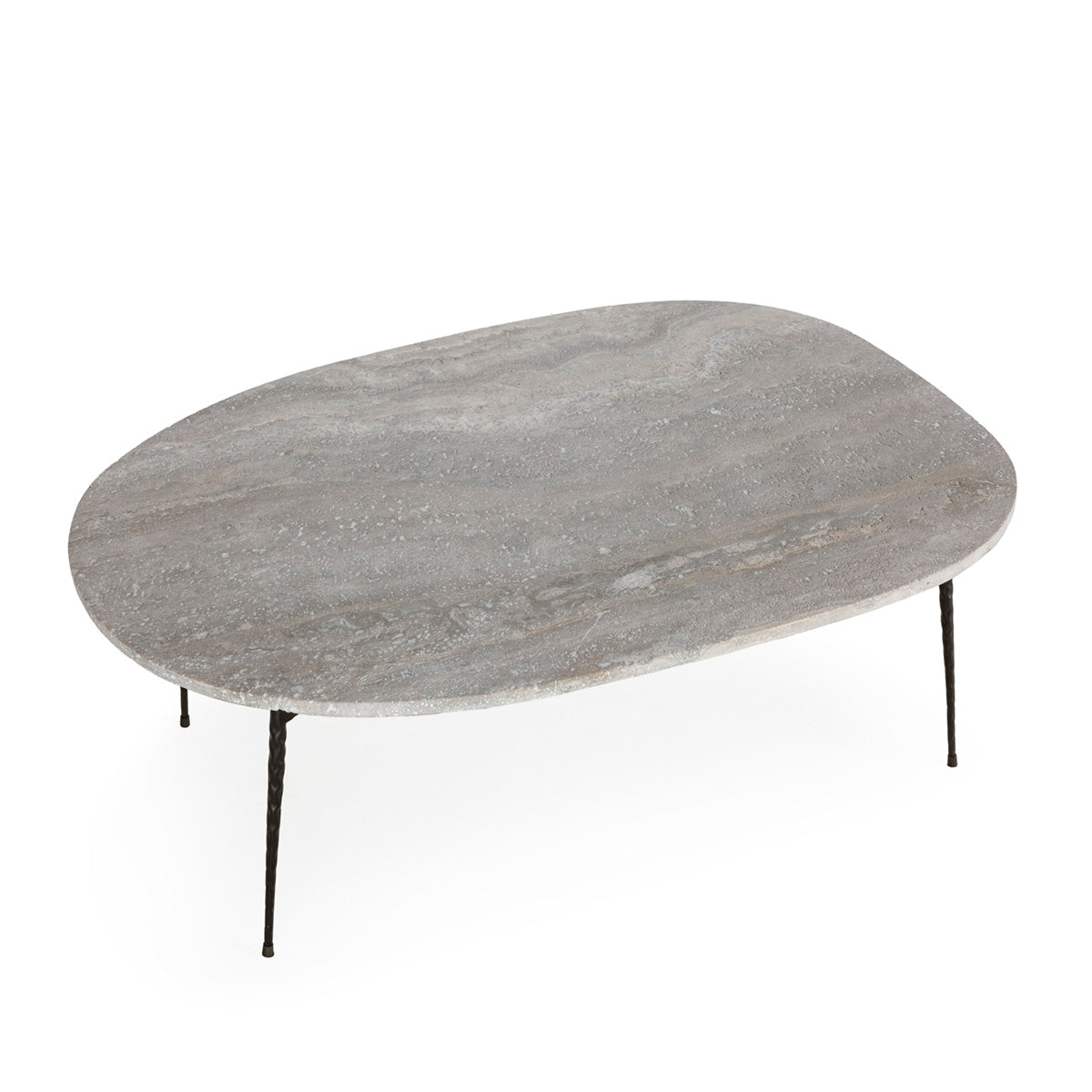 Mesa de centro de mármol travertino y metal Martigues