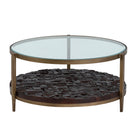Mesa de centro de metal, madera y cristal Cervia