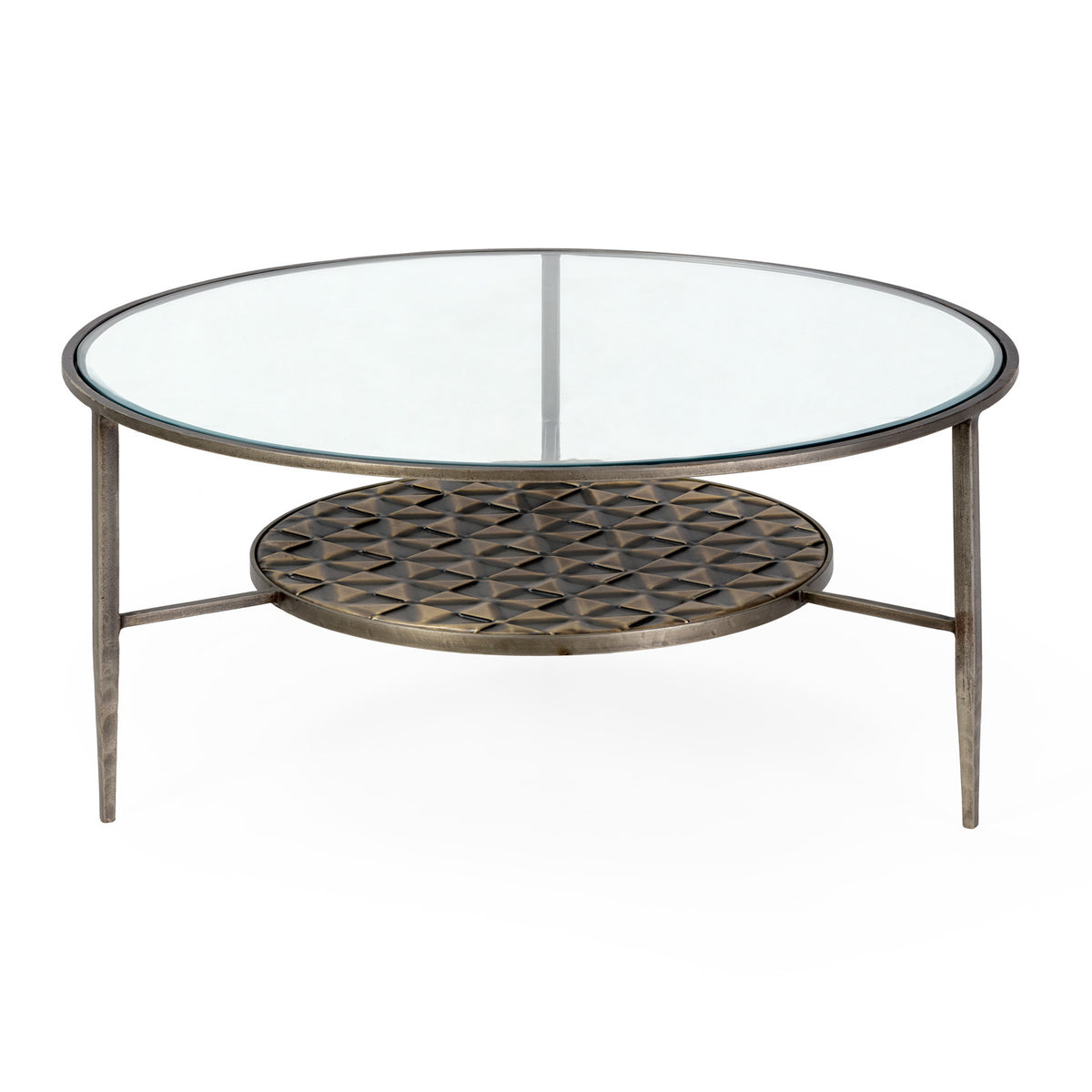 Mesa de centro de metal y cristal Faenza