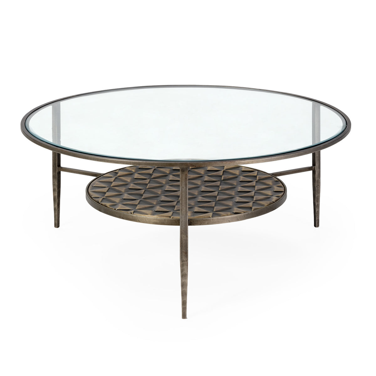 Mesa de centro de metal y cristal Faenza