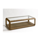 Mesa de centro de roble y cristal con bandeja Huéscar