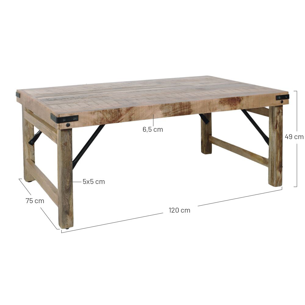 Mesa de centro plegable de madera tropical Donna