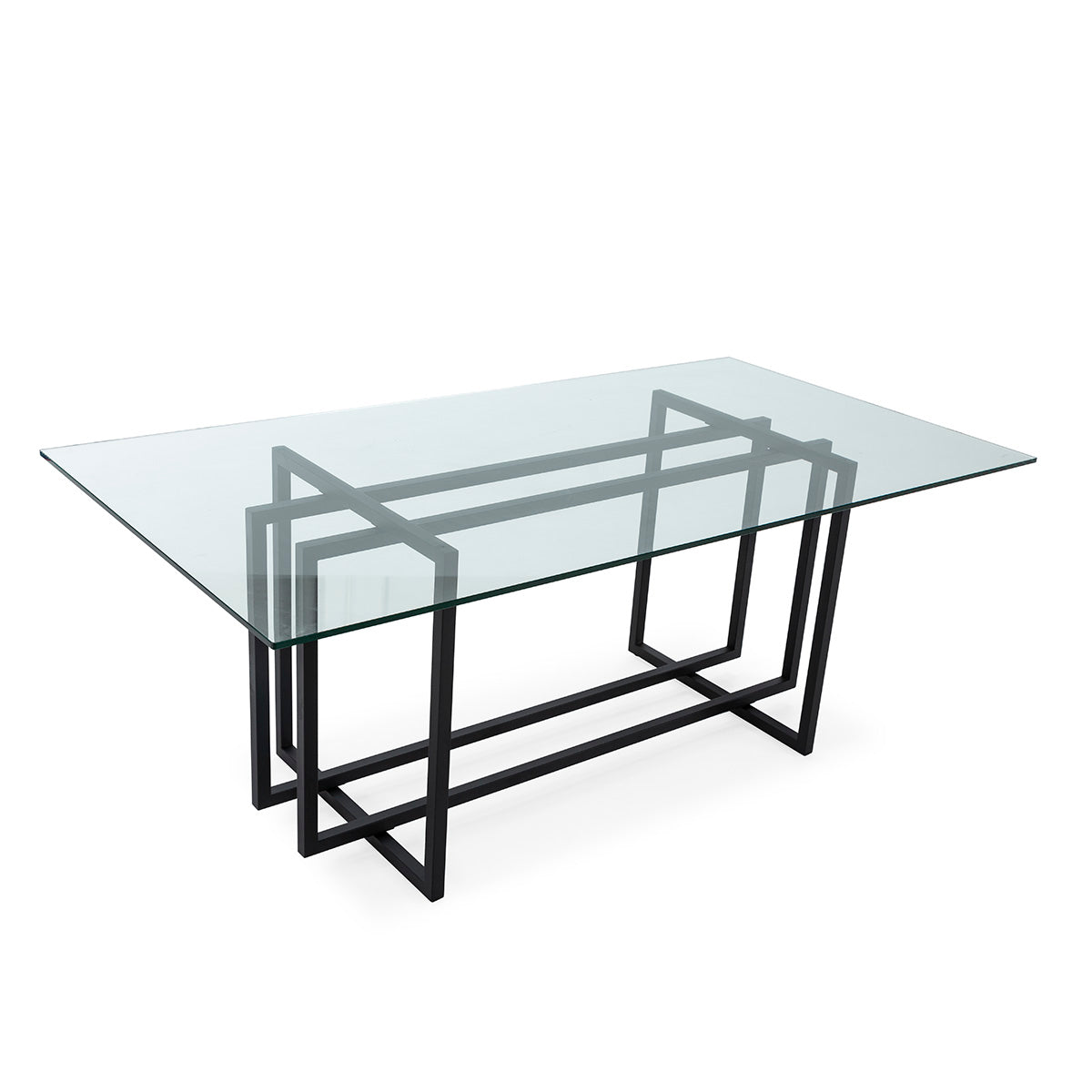 Mesa de comedor de cristal y metal Vícar