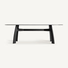 Mesa de comedor de fresno y cristal Ohanes