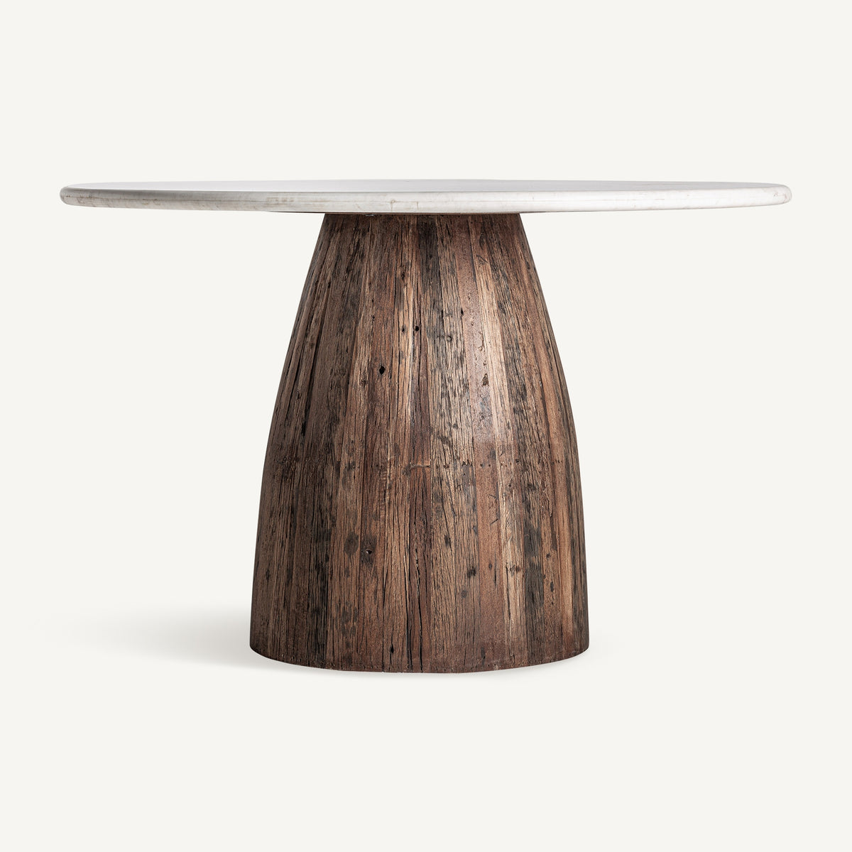 Mesa de comedor de madera recuperada y mármol Padules