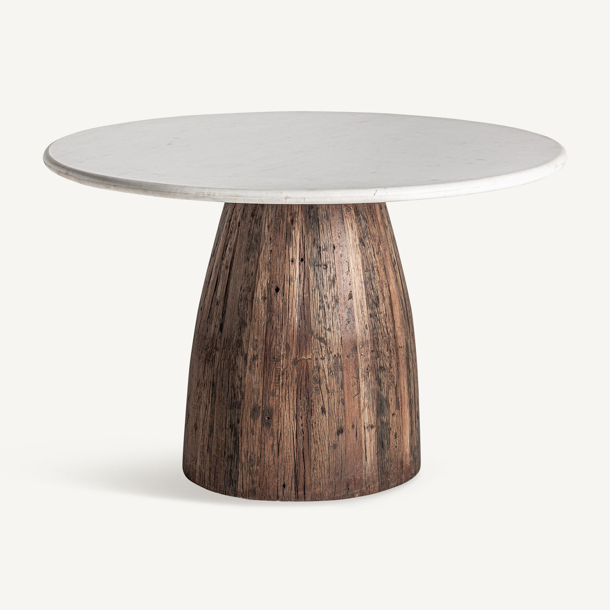 Mesa de comedor de madera recuperada y mármol Padules