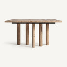 Mesa de comedor de mango y travertino Mojácar 150 x 150 cm
