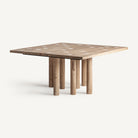 Mesa de comedor de mango y travertino Mojácar 150 x 150 cm