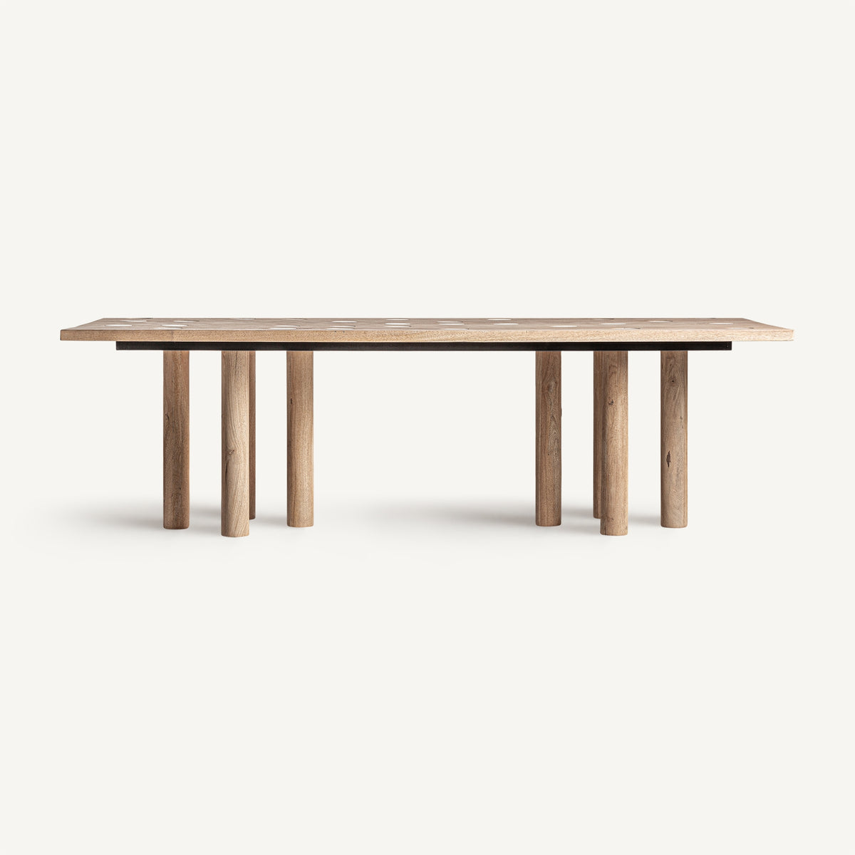 Mesa de comedor de mango y travertino Mojácar 250 x 110 cm