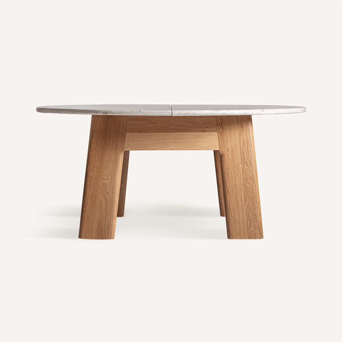 Mesa de comedor de mármol y roble Rodalquilar blanca