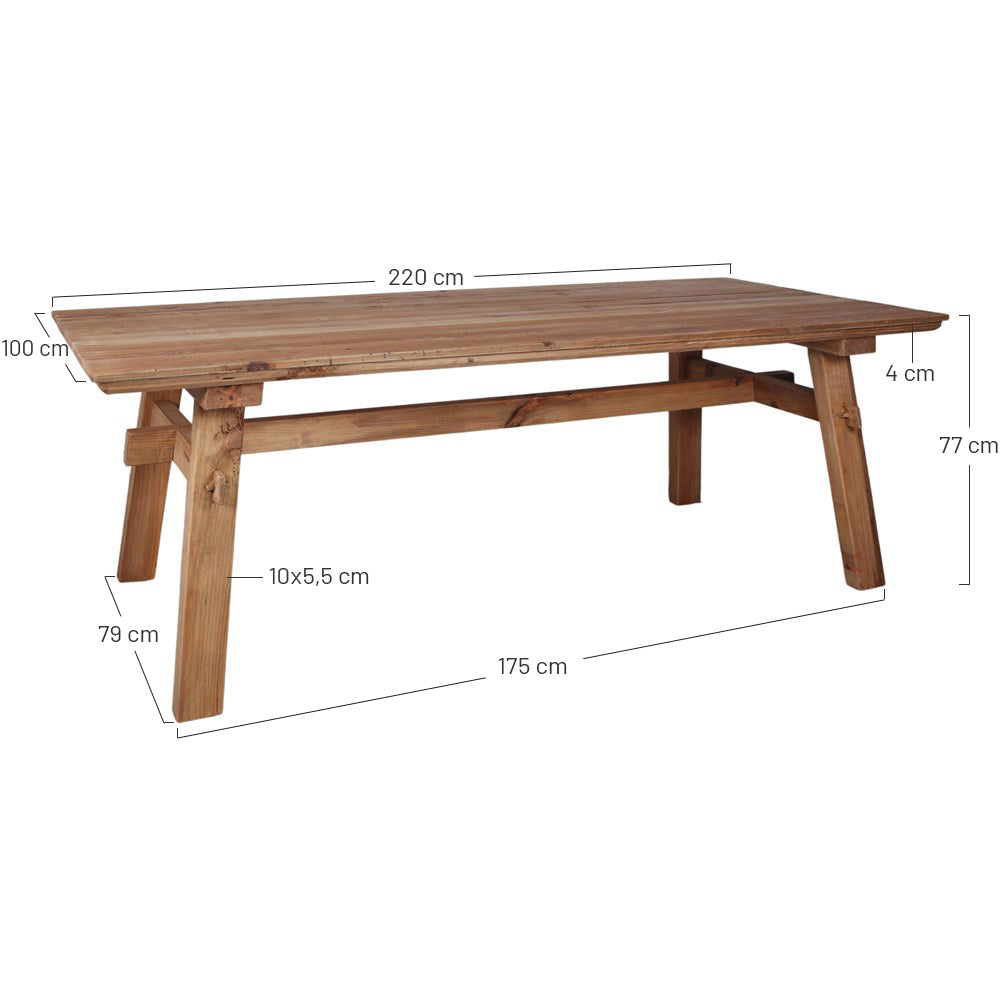 Mesa de comedor de pino reciclado Ansaldo