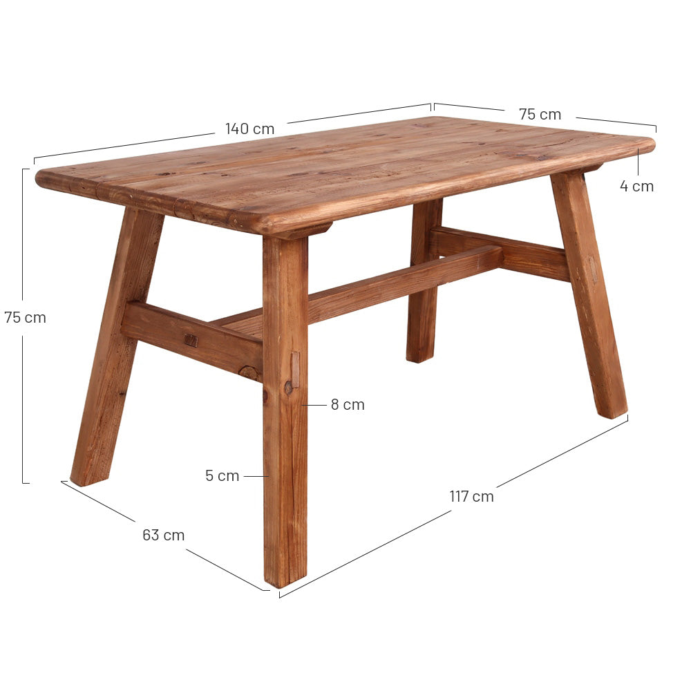 Mesa de comedor de pino reciclado Octavia