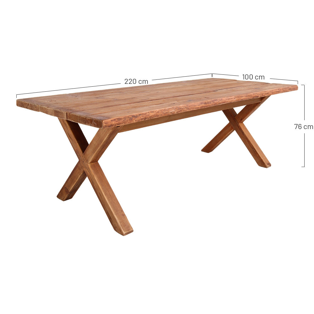 Mesa de comedor de pino reciclado Thibaut