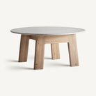 Mesa de comedor de roble y mármol Rodalquilar 160 x 160 cm