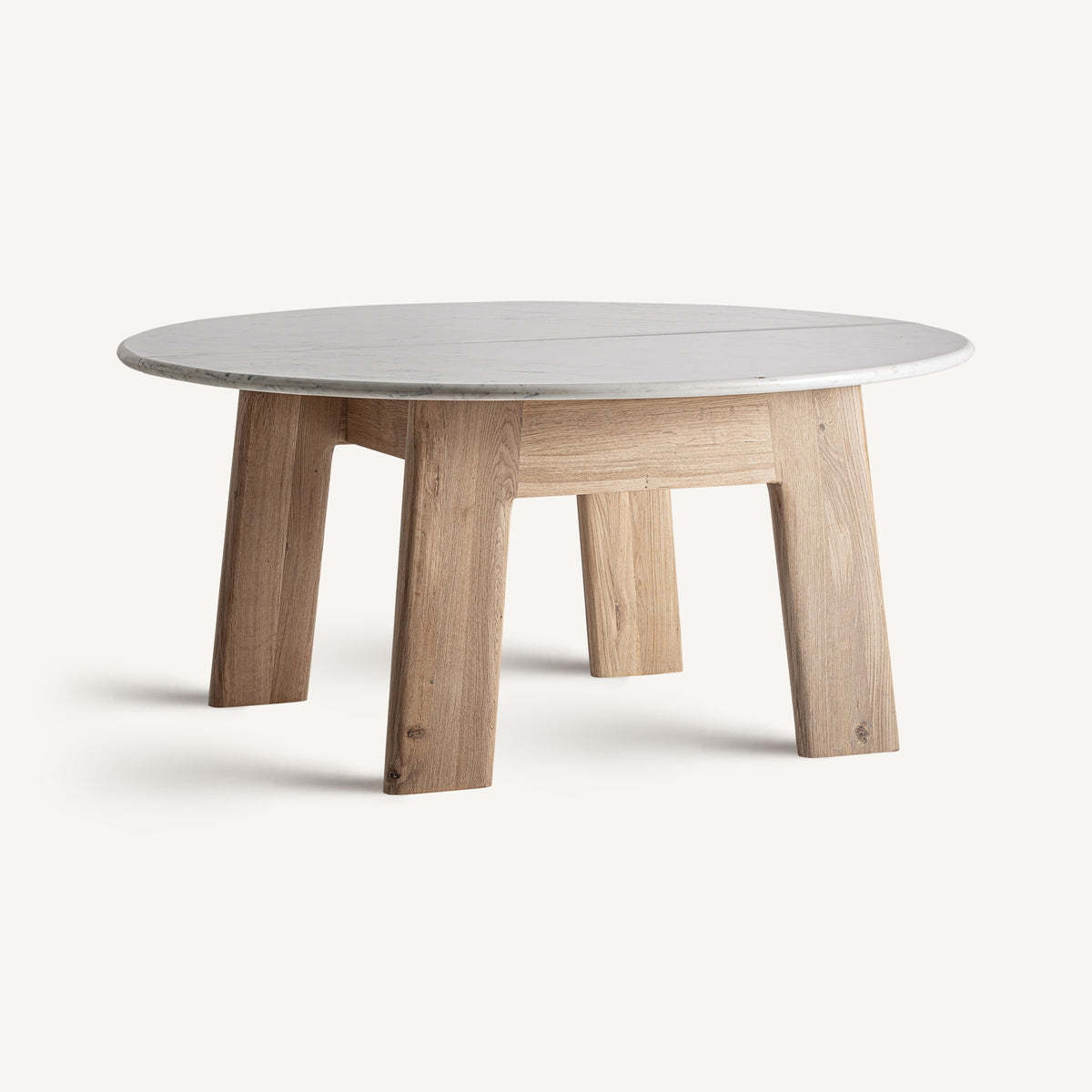 Mesa de comedor de roble y mármol Rodalquilar 160 x 160 cm