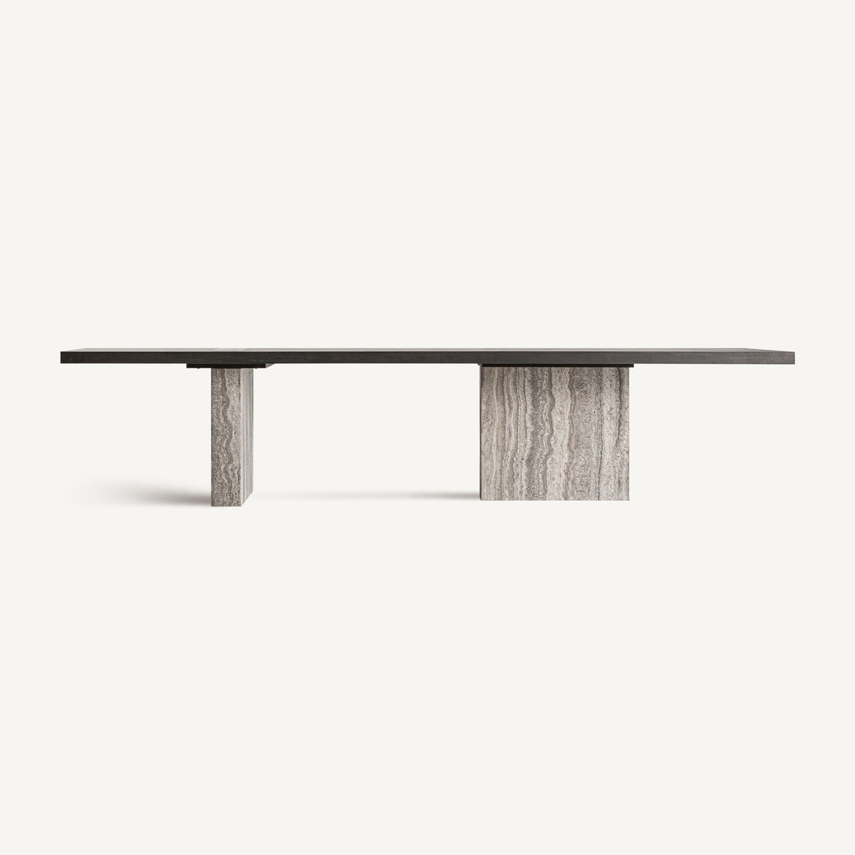 Mesa de comedor de travertino y fresno Alcolea