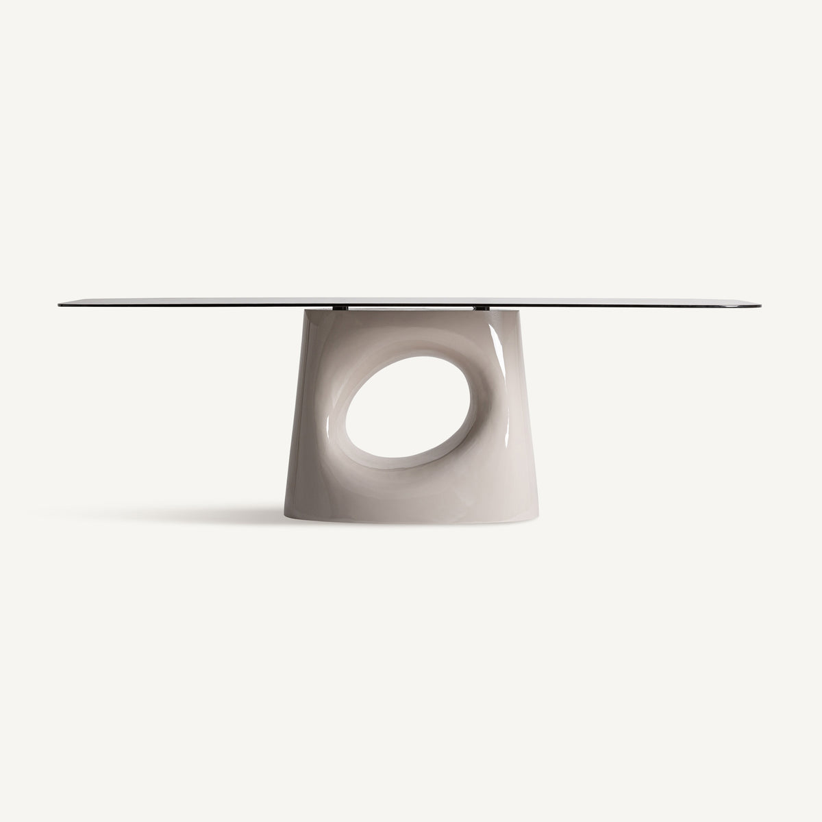 Mesa de comedor de vidrio negro y marfil Salé
