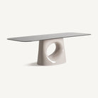 Mesa de comedor de vidrio negro y marfil Salé