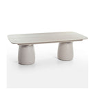 Mesa de comedor de exterior acabado piedra y porcelánico Plan