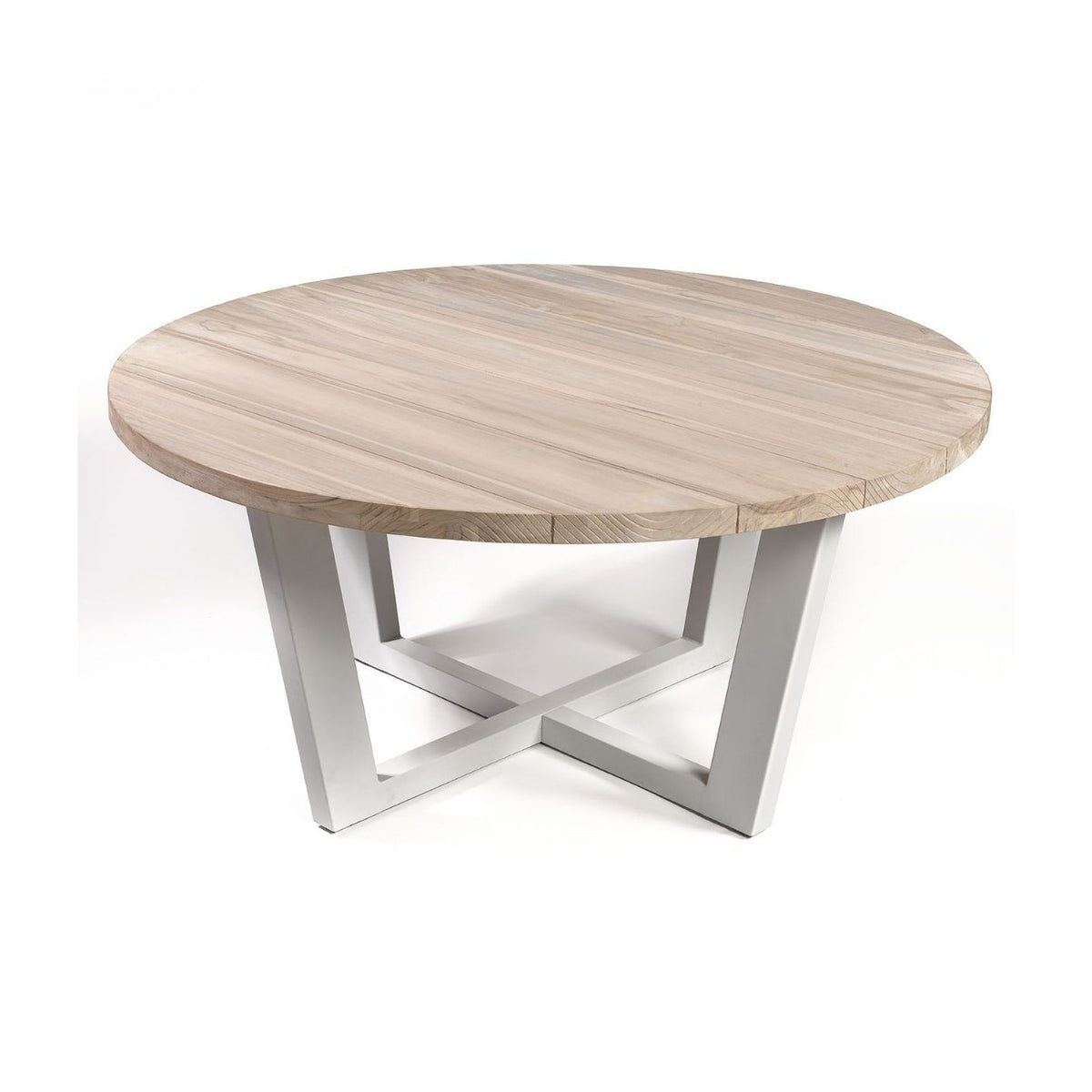Mesa de comedor redonda de teca para exterior Marvão