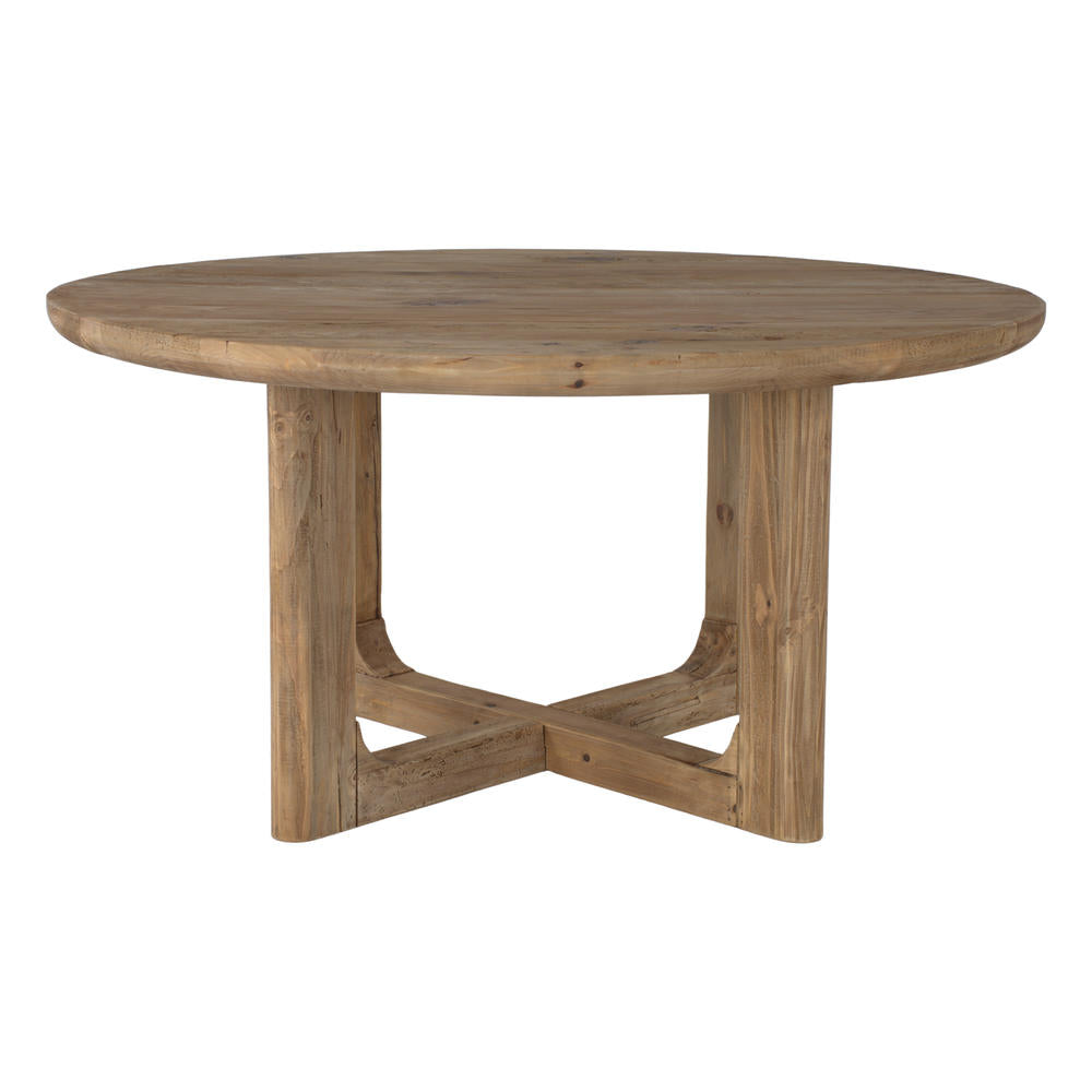 Mesa de comedor redonda de pino reciclado Alicia
