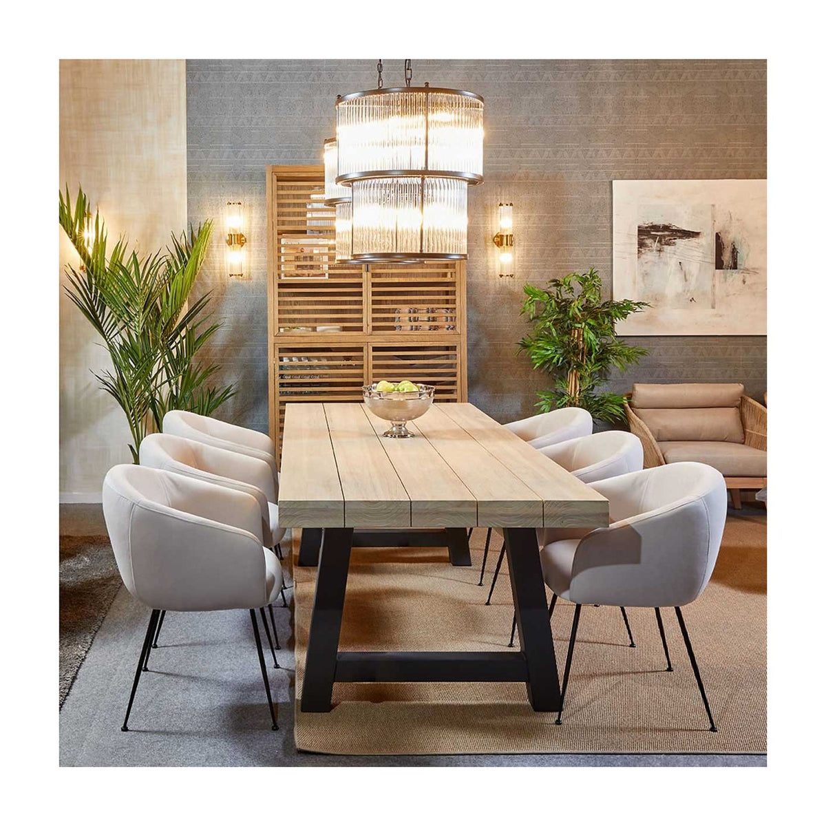 Mesa de comedor de exterior grafito y teca envejecida Almuñécar