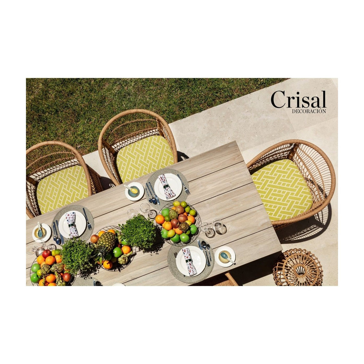 Mesa de comedor de exterior grafito y teca 300 cm Salobreña