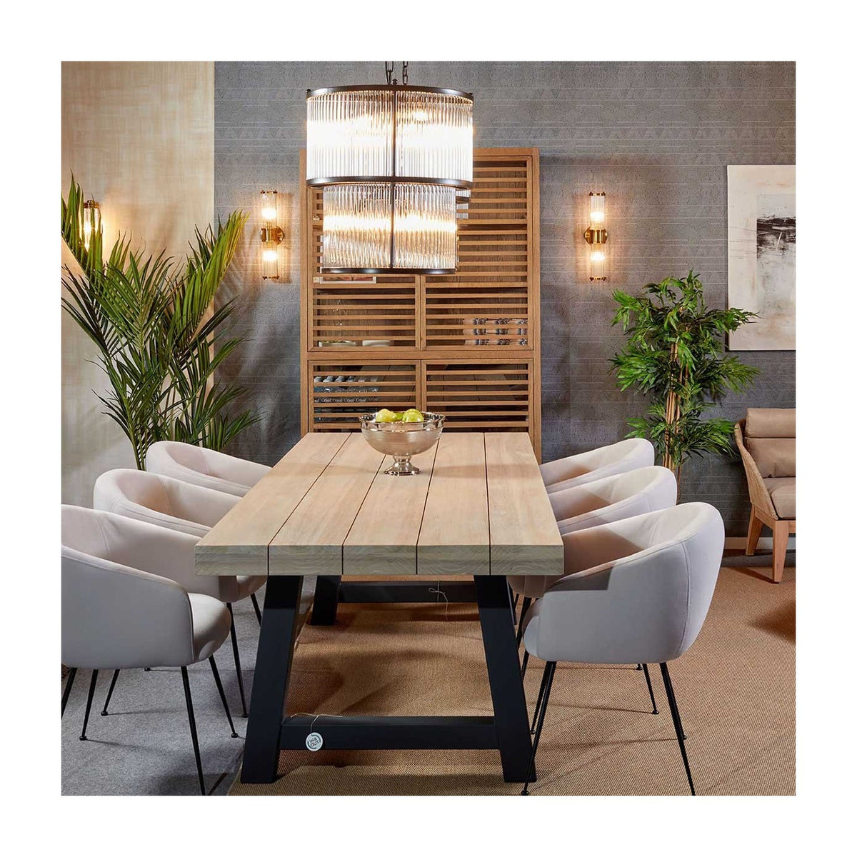 Mesa de comedor de exterior grafito y teca 300 cm Salobreña