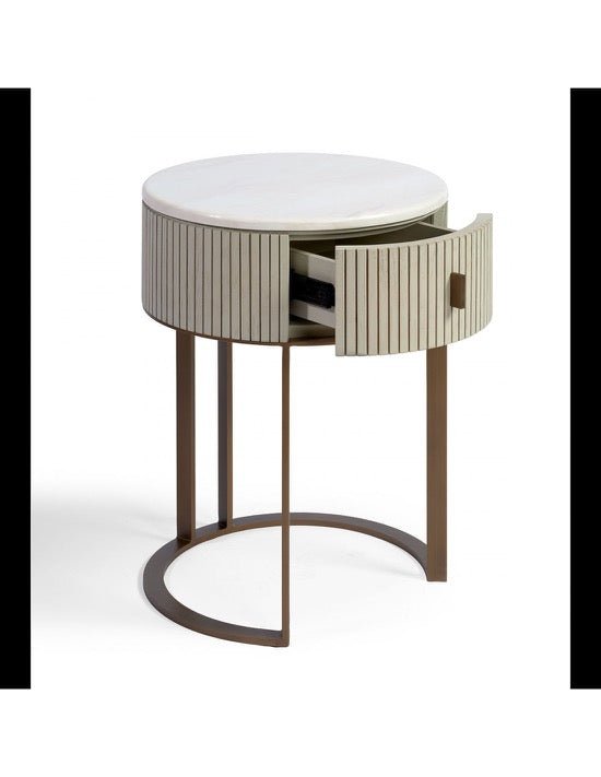 Mesa de Noche Redonda Likasi - #pino_y_jacaranda#