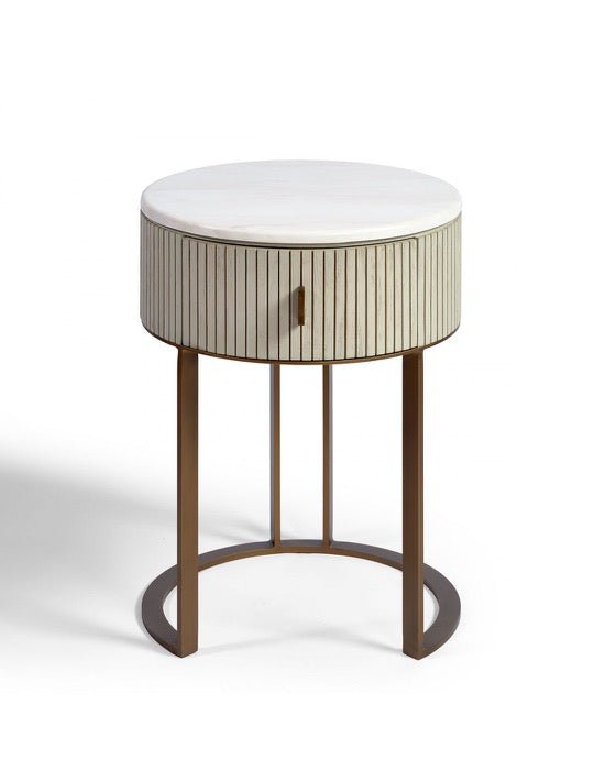 Mesa de Noche Redonda Likasi - #pino_y_jacaranda#