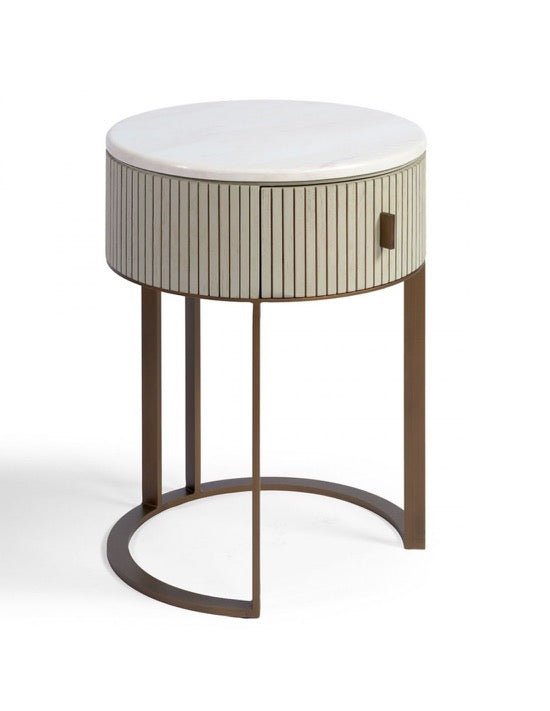 Mesa de Noche Redonda Likasi - #pino_y_jacaranda#