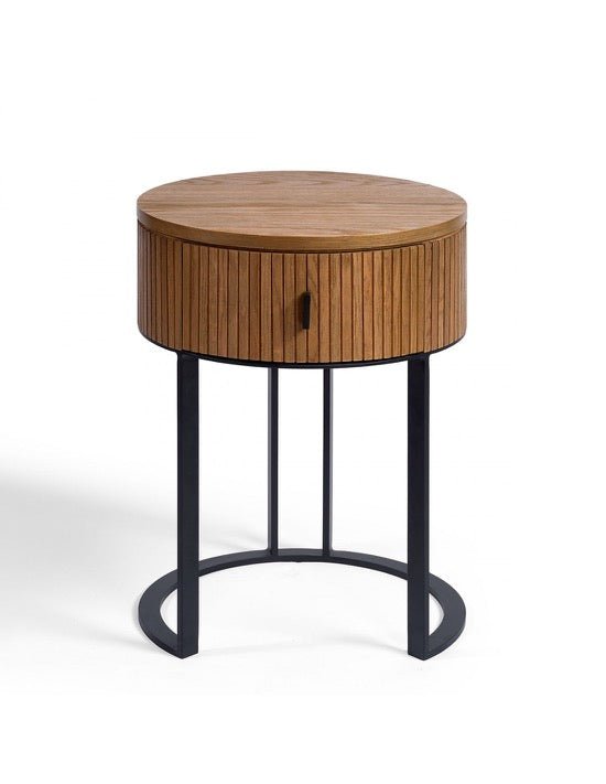 Mesa de Noche Redonda Lisala - #pino_y_jacaranda#