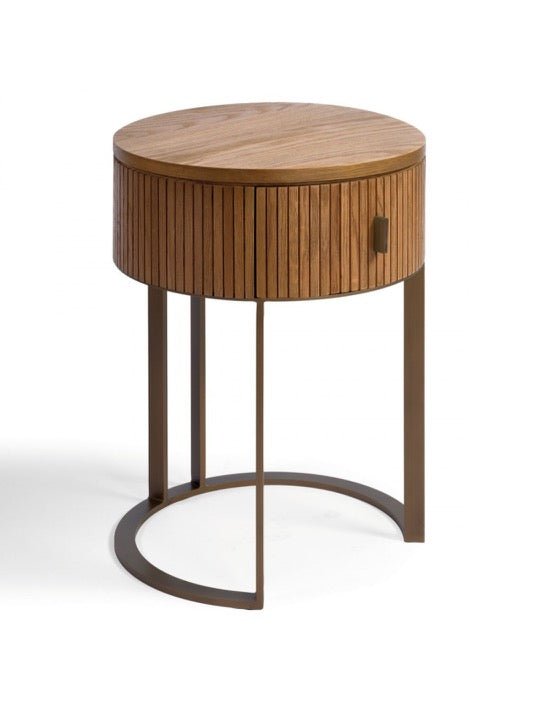 Mesa de Noche Redonda Lisala - #pino_y_jacaranda#