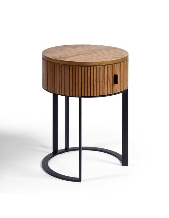 Mesa de Noche Redonda Lisala - #pino_y_jacaranda#