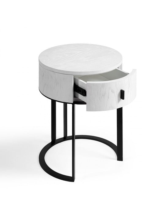 Mesa de Noche Redonda Lodja - #pino_y_jacaranda#