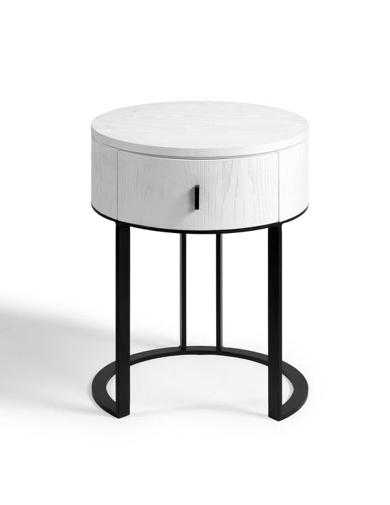 Mesa de Noche Redonda Lodja - #pino_y_jacaranda#